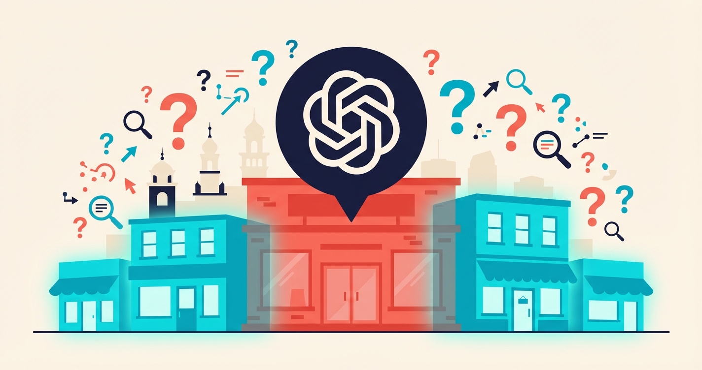 Tampa business storefront appearing invisible to ChatGPT AI search while competitors glow with AI visibility